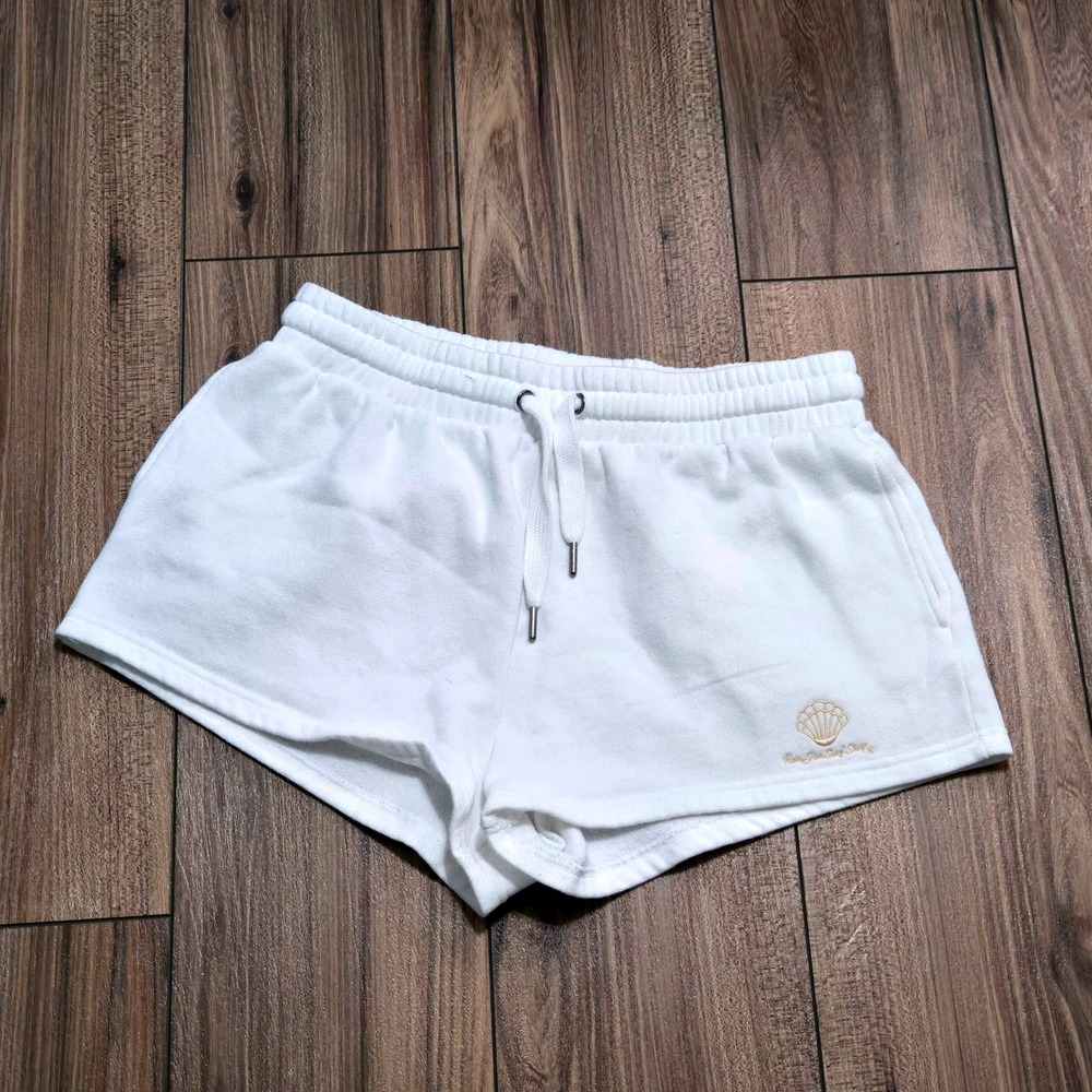 Ron Jon Surf Shop XL White Fleece Lounge Sweat Shorts Seashell Logo